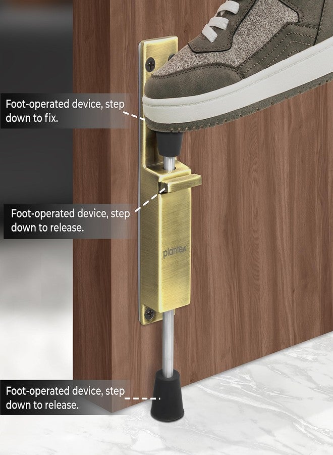 Plantex Kickdown Door Stopper Spring Loaded Telescopic Step On/Off Door Stopper Rubber, Adjustable Heavy Duty Door Locks Holder Stops/Release by Foot/Door Stop - (Brass Antique) - Image 4